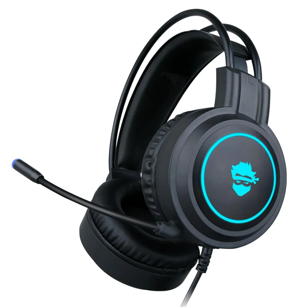 Imagem 5 de 5 do produto Headset Gamer Ninja Shadow, 3.5mm + Usb, PC, Rainbow, Drivers 50mm, Black, Gn-h02