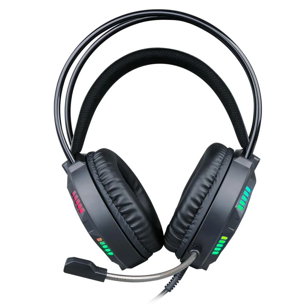 Imagem 2 de 4 do produto Headset Gamer Ninja Rainbow, 3.5mm + Usb, PC, RGB, Drivers 50mm, Black