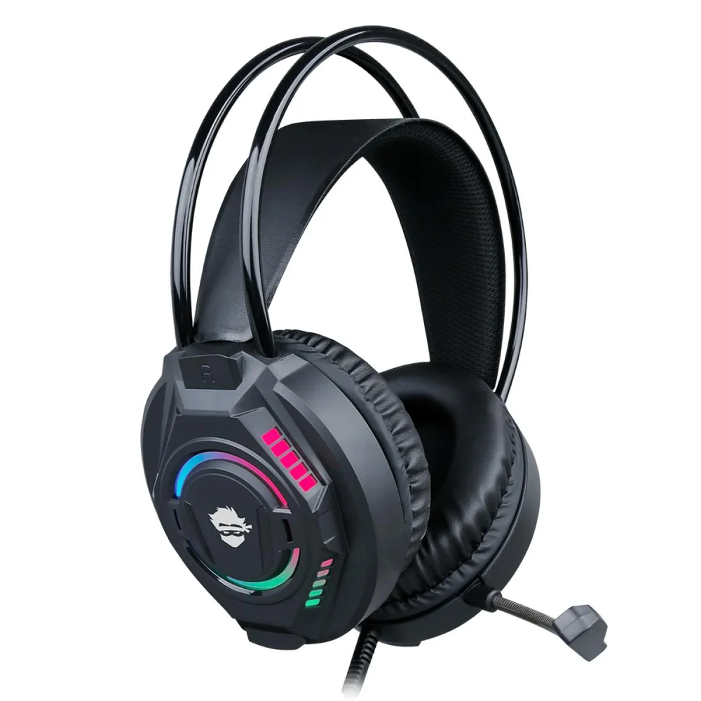 Imagem 3 de 4 do produto Headset Gamer Ninja Rainbow, 3.5mm + Usb, PC, RGB, Drivers 50mm, Black