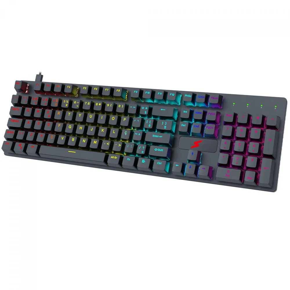 Imagem 3 de 4 do produto Teclado Gamer Superframe Striker, Rainbow, Switch Blue, Abnt2, Usb, Full Size, Preto, Sf-kb-stblfsbbuab