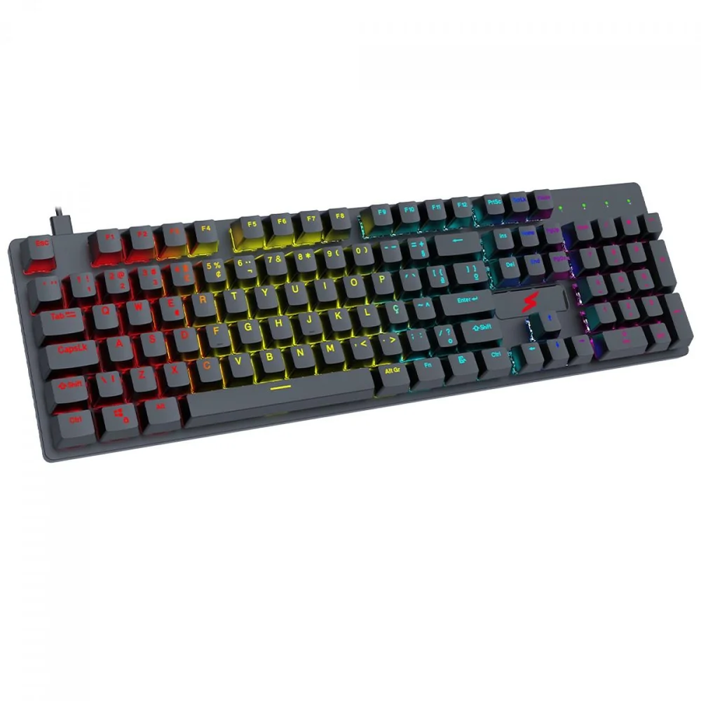 Imagem 4 de 4 do produto Teclado Gamer Superframe Striker, Rainbow, Switch Blue, Abnt2, Usb, Full Size, Preto, Sf-kb-stblfsbbuab