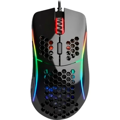 Mouse Gamer Glorious Model D RGB Glossy Black Com Fio Sensor Pixart 12000 Dpi Ergonômico Ultraleve Alta Precisão PC Gaming