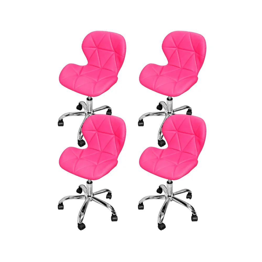 Kit 4 Cadeiras Escritório Giratória Office Eiffel Slim Rosa