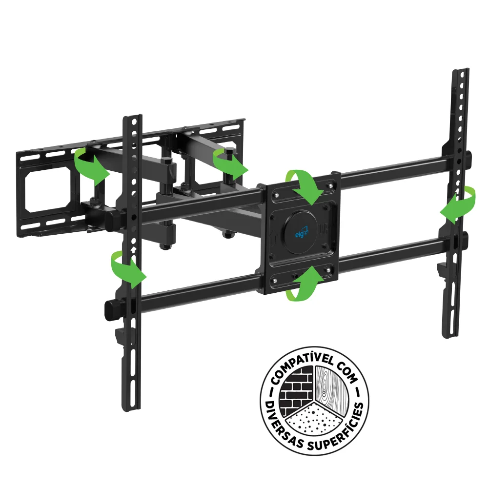 Imagem 2 de 5 do produto Suporte Articulado De Parede Para Tv 32 A 86 Pol Vesa 600x400 Até 45kg Preto Elg A02v6wp