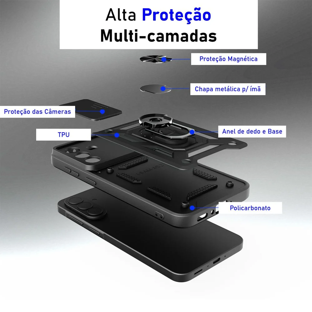 Imagem 4 de 5 do produto Capa Militar P/ Samsung Galaxy A57 - Capinha Case Protetora Anti Impacto Queda Armadura Resistente
