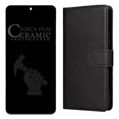 Capa Carteira + Película Privacidade Fosca Para Galaxy M53