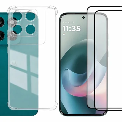 Kit 2un Película 3d De Vidro + Capa Anti Choque Para Motorola Moto G47 5g