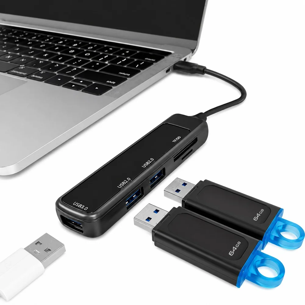 Imagem 5 de 5 do produto Hub Adaptador 5x1 Usb-c Tomate Mtv-742 Usb 3.0 5gbps Tf Sd