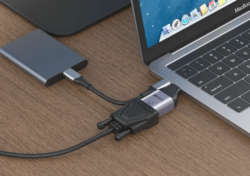 Imagem 3 de 5 do produto Adaptador Usb-c Para Vga 2k 60hz Hrebos Premium Astralink