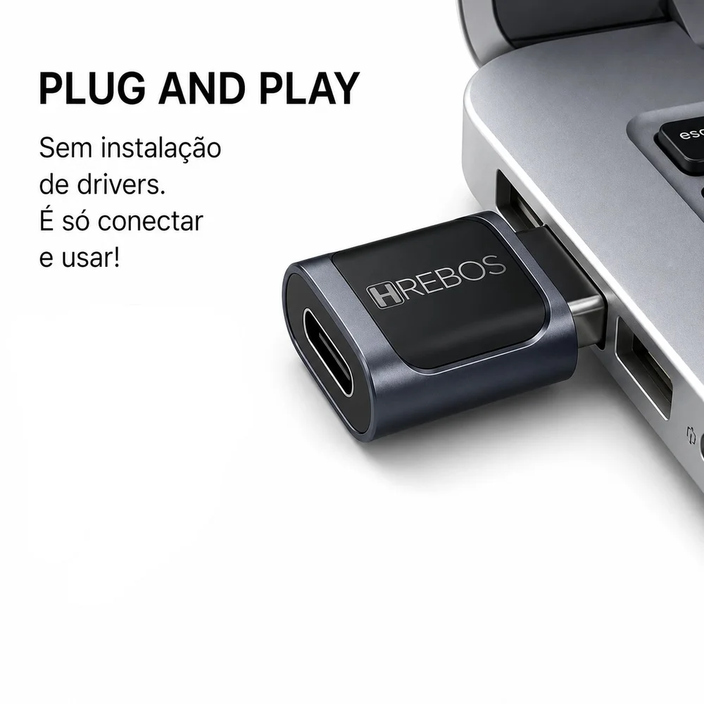 Imagem 3 de 5 do produto Adaptador Otg Usb-a Para Usb-c Hrebos Echolink Ad-706