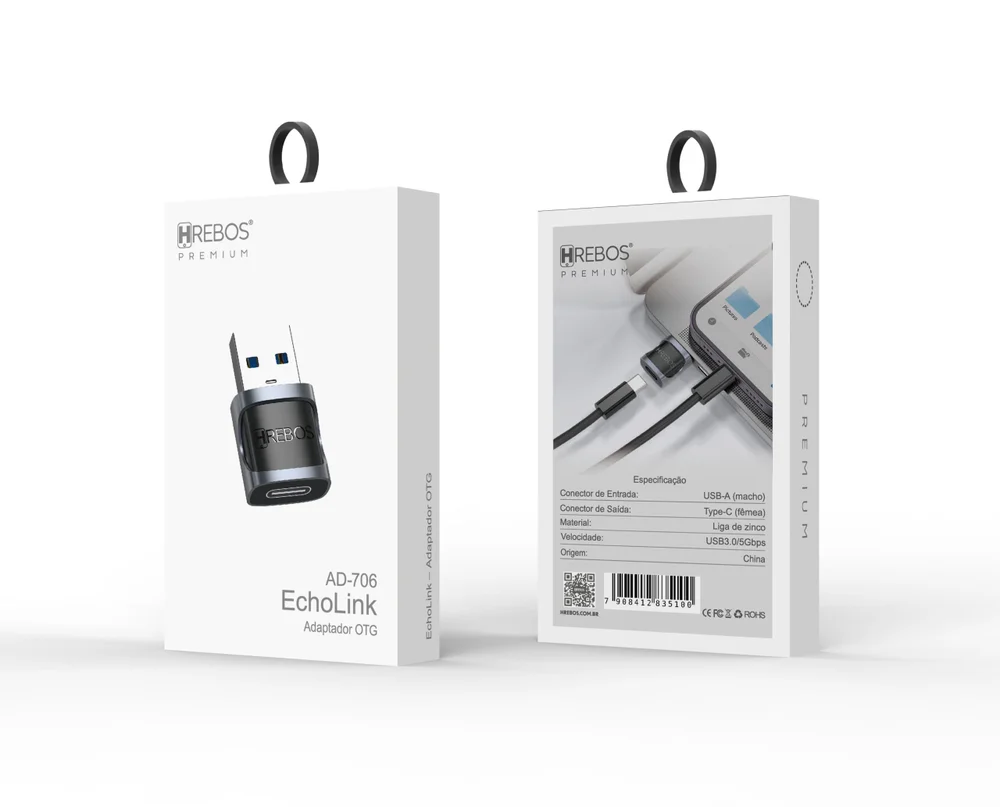 Imagem 4 de 5 do produto Adaptador Otg Usb-a Para Usb-c Hrebos Echolink Ad-706