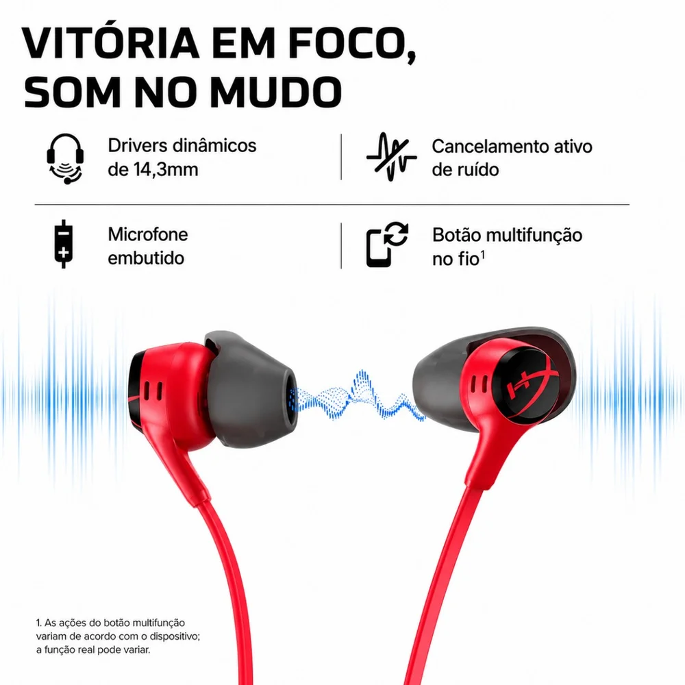 Imagem 2 de 5 do produto Fone De Ouvido Com Fio Gamer Hyperx Cloud Earbuds Ii Vermelho Ceb007
