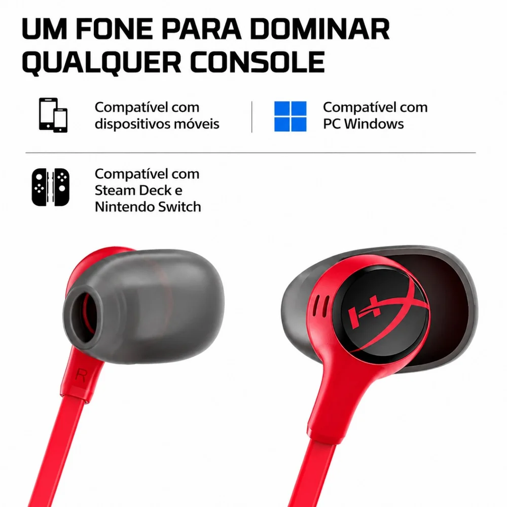 Imagem 4 de 5 do produto Fone De Ouvido Com Fio Gamer Hyperx Cloud Earbuds Ii Vermelho Ceb007