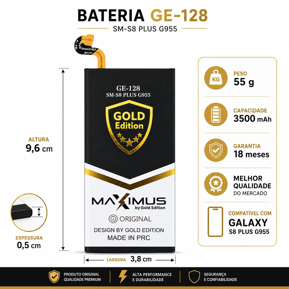 Imagem 2 de 5 do produto Kit Reparação De Bateria Gold Compativel Com Galaxy S8 Plus