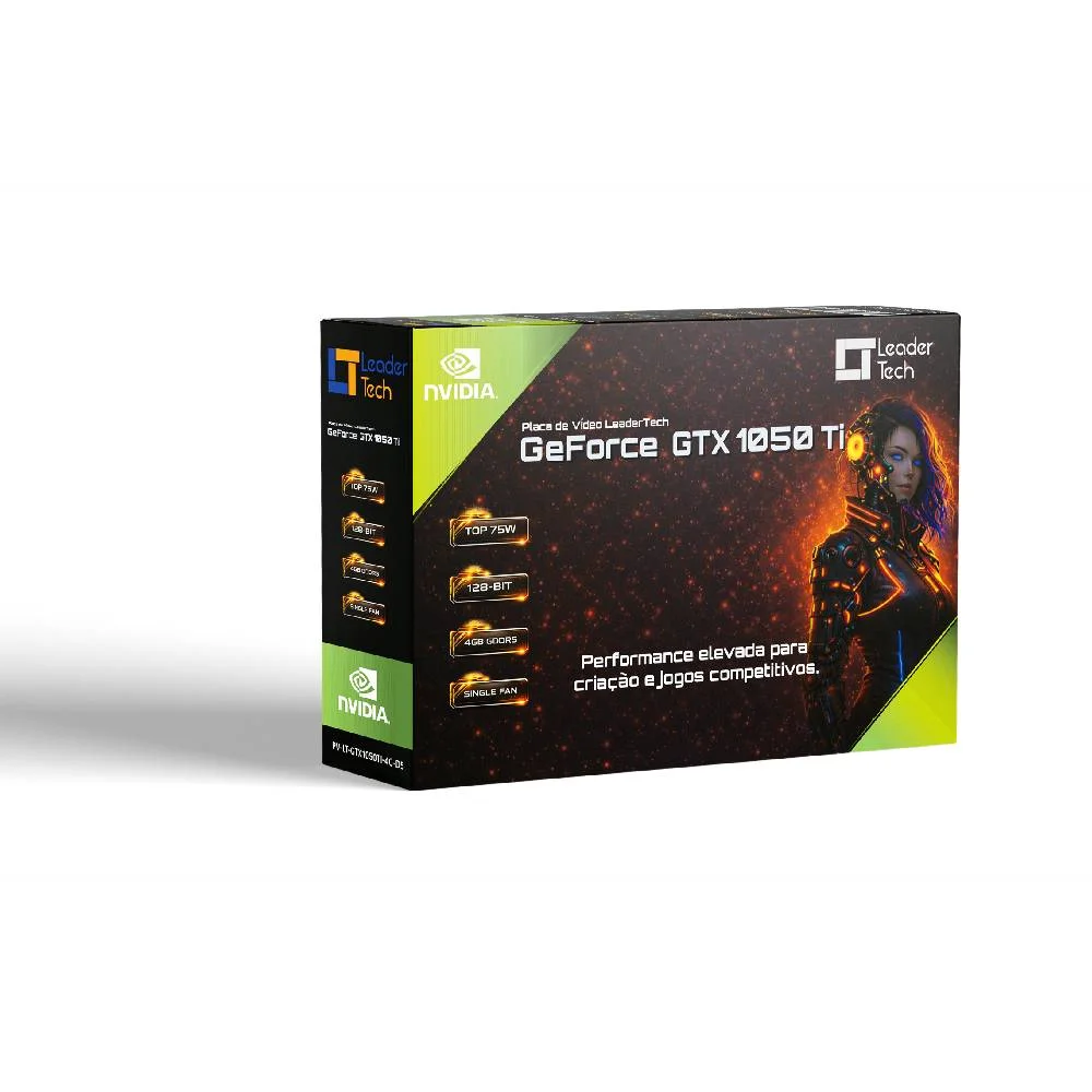 Placa De Vídeo Leadertech Geforce Gtx 1050 Ti 4gb GDDR5 128 Bits - Pv-lt-gtx1050ti-4g-d5