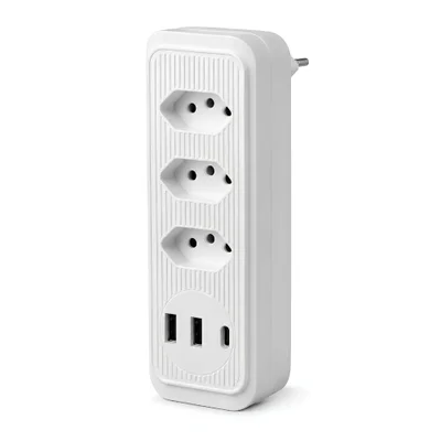 Extensão Elétrica 3 Tomadas 2 Usb A E Usb-c 2500w 10a Bivolt