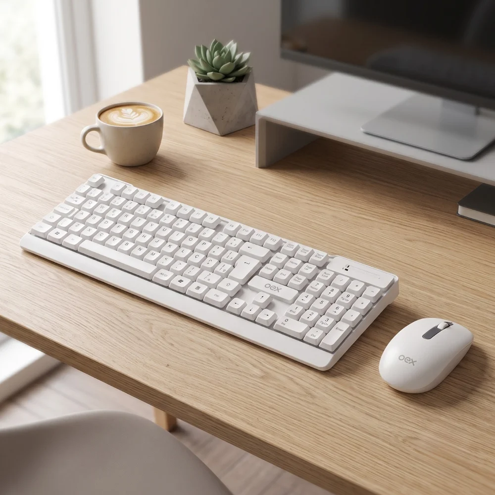 Imagem 3 de 5 do produto Kit Teclado E Mouse Wireless Oex Tm406   PC Notebook Receptor Nano Usb Ergonômico