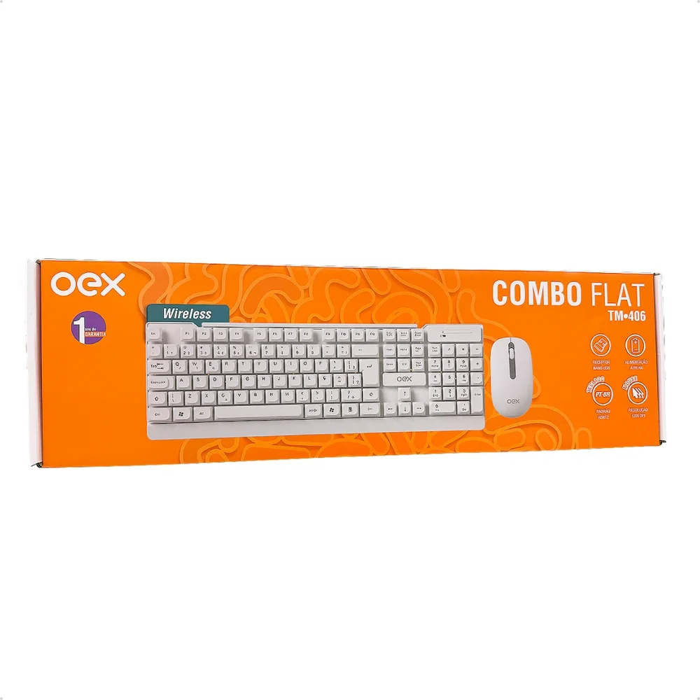 Imagem 4 de 5 do produto Kit Teclado E Mouse Wireless Oex Tm406   PC Notebook Receptor Nano Usb Ergonômico