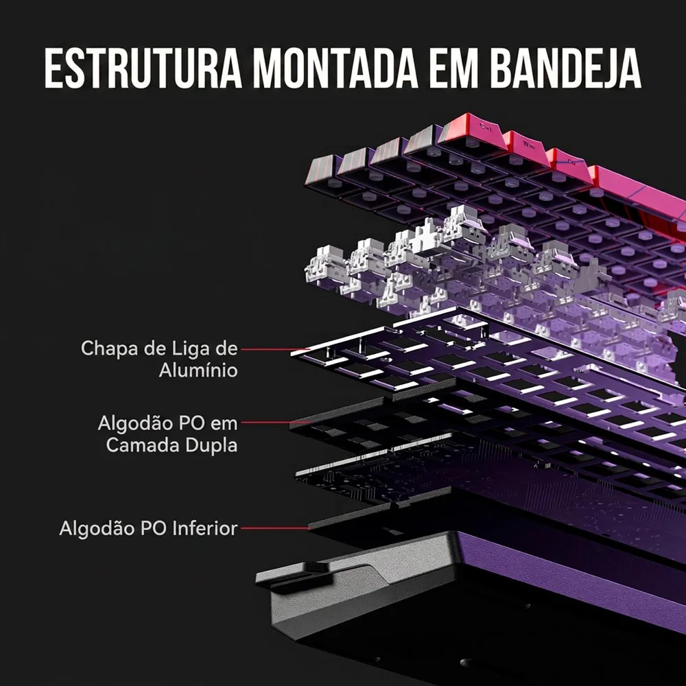 Imagem 2 de 5 do produto Teclado Gamer Aula Win68 Hemax Latência Ultra Baixa De 0,2ms