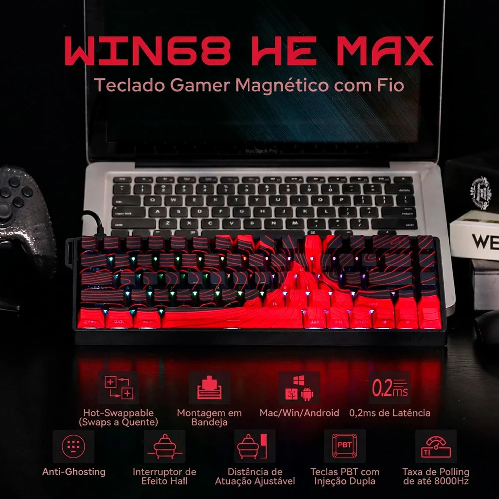 Imagem 5 de 5 do produto Teclado Gamer Aula Win68 Hemax Latência Ultra Baixa De 0,2ms