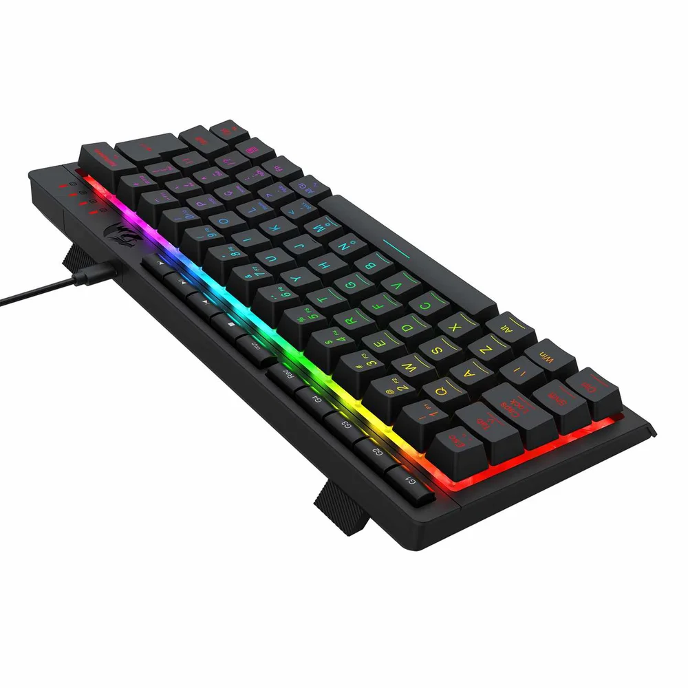 Imagem 3 de 5 do produto Teclado Membrana Gamer Redragon Shiva 61 RGB Abnt2 Multimidia