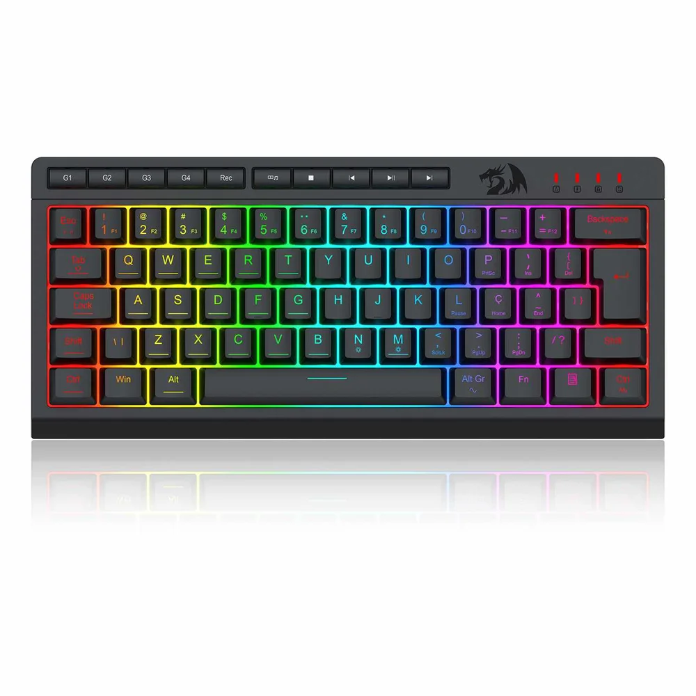Imagem 4 de 5 do produto Teclado Membrana Gamer Redragon Shiva 61 RGB Abnt2 Multimidia