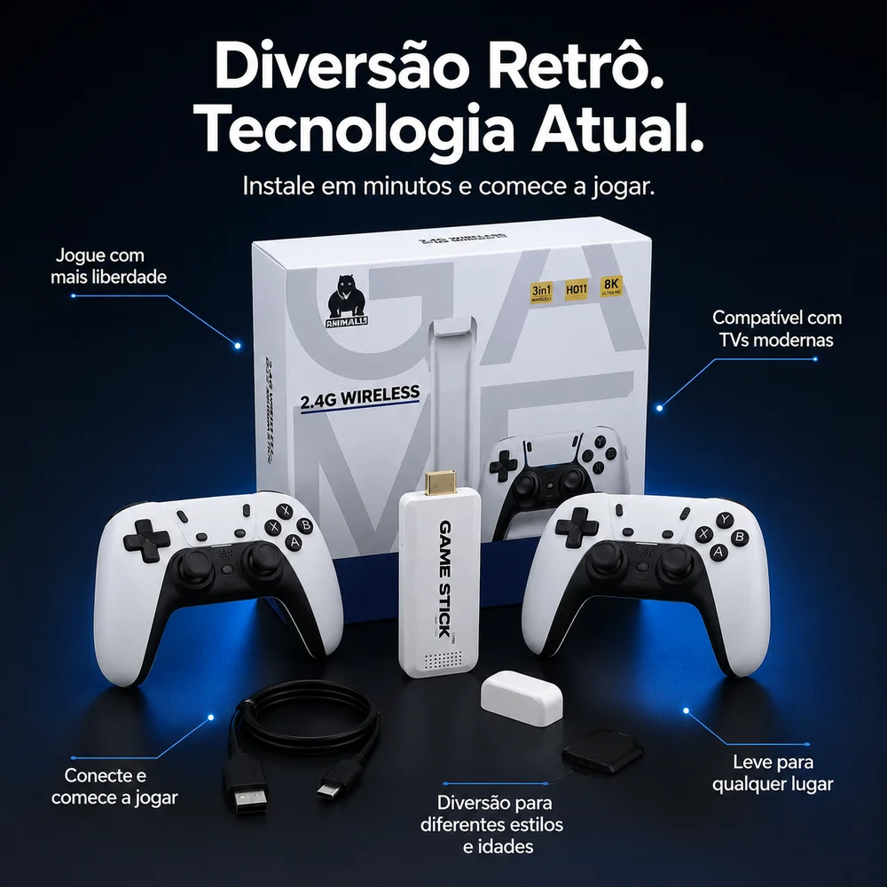 Imagem 5 de 5 do produto Console Retro Game Stick M15 HDMI Com 2 Controles Sem Fio