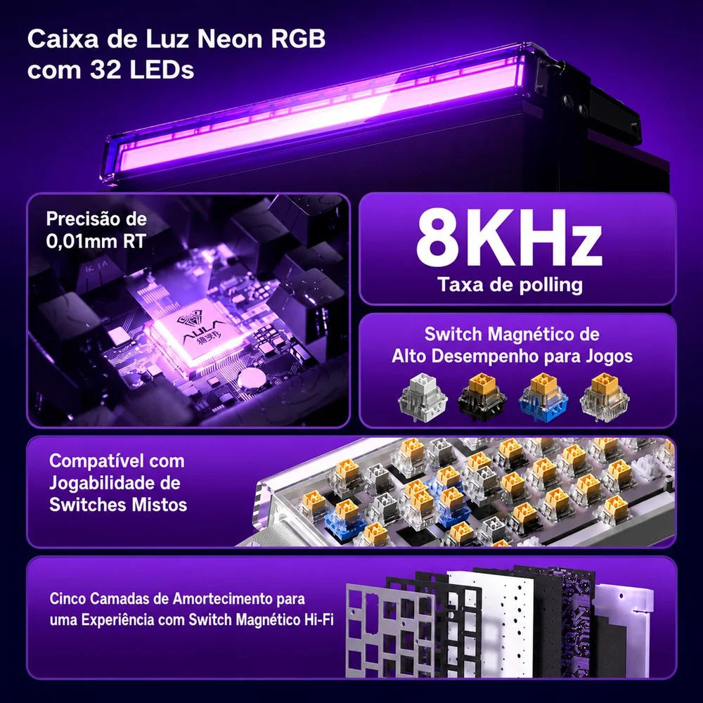 Imagem 3 de 5 do produto Teclado Magnético Aula Hero68 He Atuação Ajustável 0,01mm PC