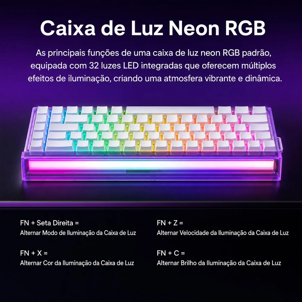 Imagem 3 de 5 do produto Teclado Magnético Hero68 He Competitivo Fps Socd RGB Hot Swap