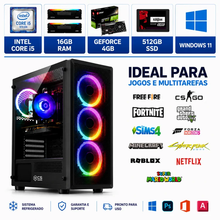 Computador Gamer Completo Com Placa De Vídeo 4gb E 16gb Ram Cpu - view 4