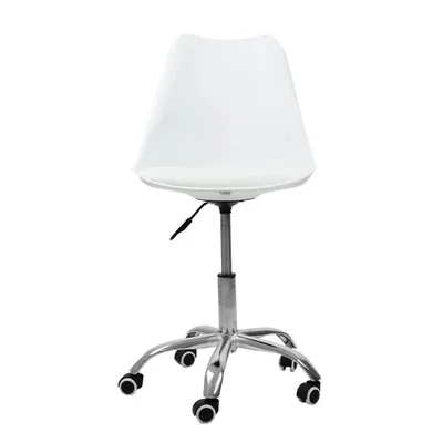 Cadeira De Escritório Secretária Fox Eames Base Giratória Branca F032