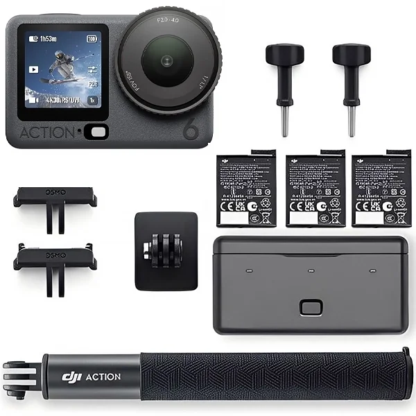 Câmera De Ação Dji Osmo Action 6 Adventure Kit 8k - Preta