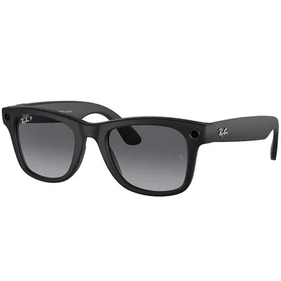 Óculos De Sol Inteligente Ray Ban Meta Wayfarer Rw4008 Com Câmera E Speaker - Matte Black Polar Gradient Graphite