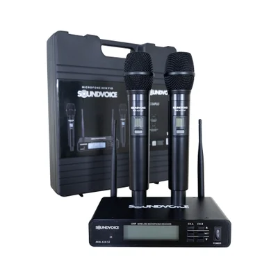 Microfone Duplo Soundvoice Sem Fio Mm-420sf