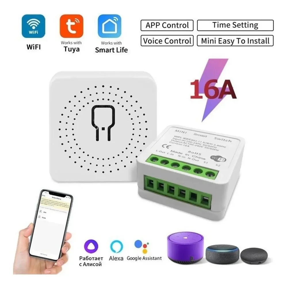 Imagem 3 de 5 do produto Smart Switch Mini Interruptor Inteligente Wifi Kit 3 Peças