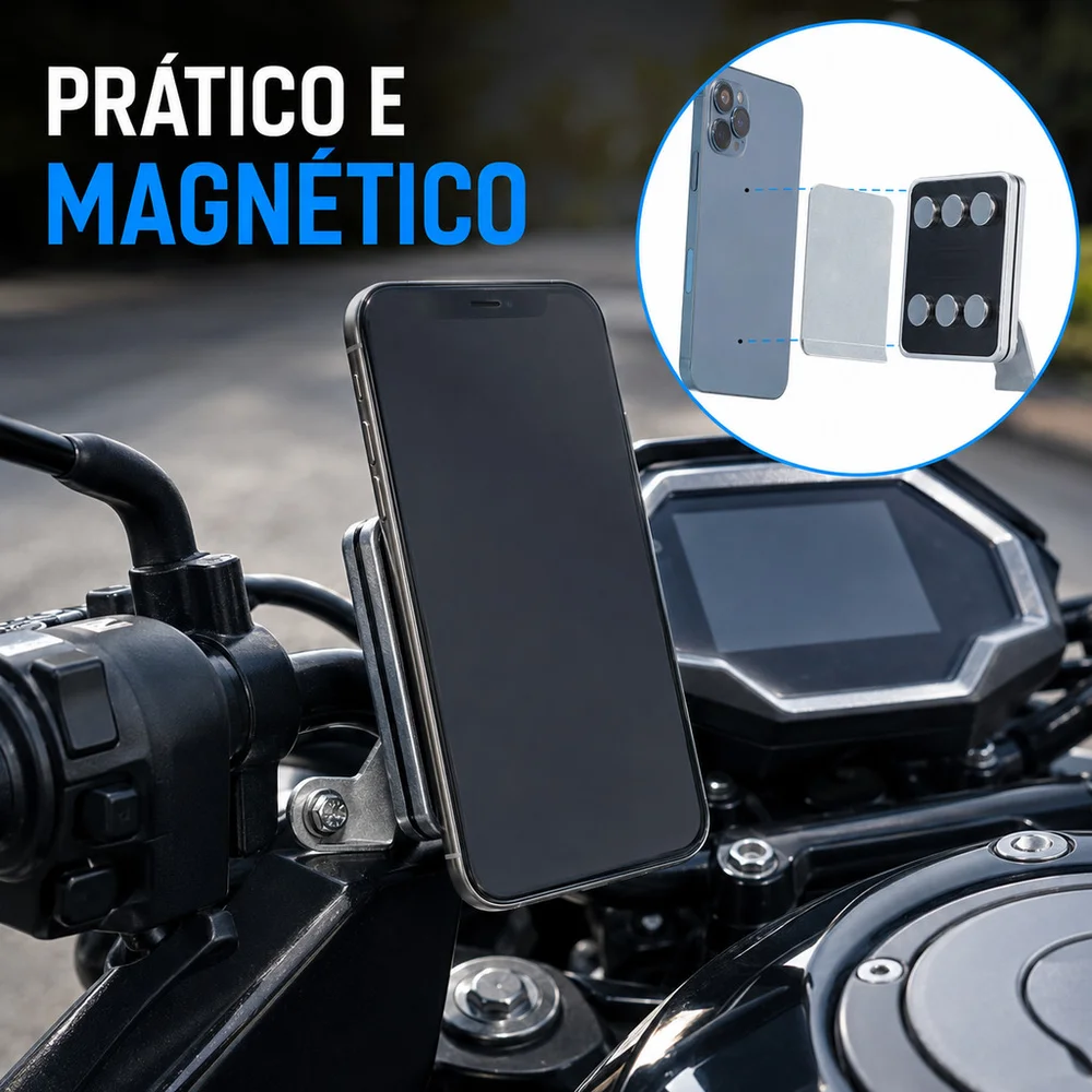 Imagem 2 de 5 do produto Suporte De Celular Para Moto Super Imã Guidão