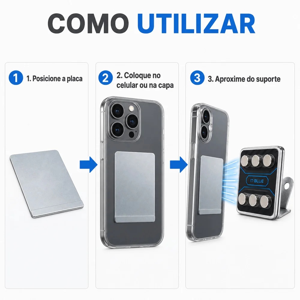 Imagem 4 de 5 do produto Suporte De Celular Para Moto Super Imã Guidão