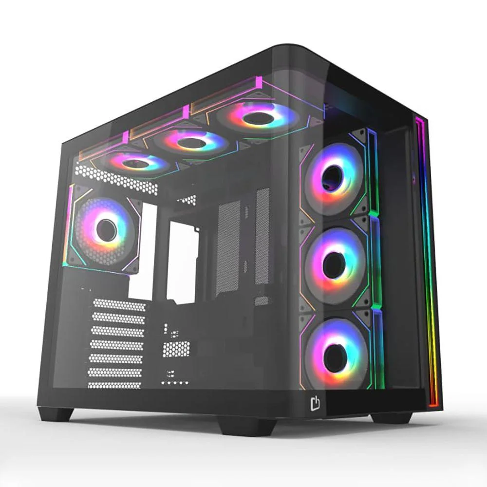 Imagem 2 de 5 do produto Gabinete Gamer Primetek Infinity Com 7 Fans ARGB Vidro Curvo E Suporte Gpu