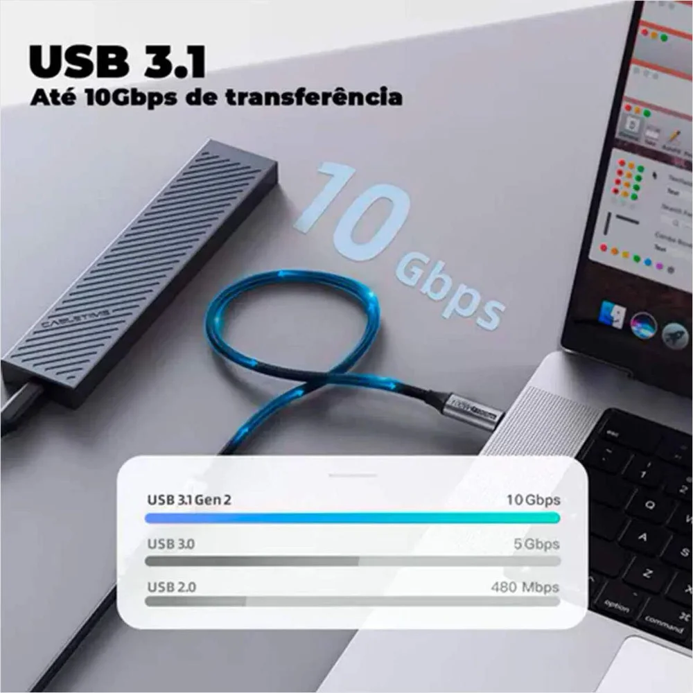 Imagem 2 de 5 do produto Cabo Extensor Usb-c 4k 60hz Transf De Dados, 10 Gbps 1,5 Metro 906701-06 Crlo