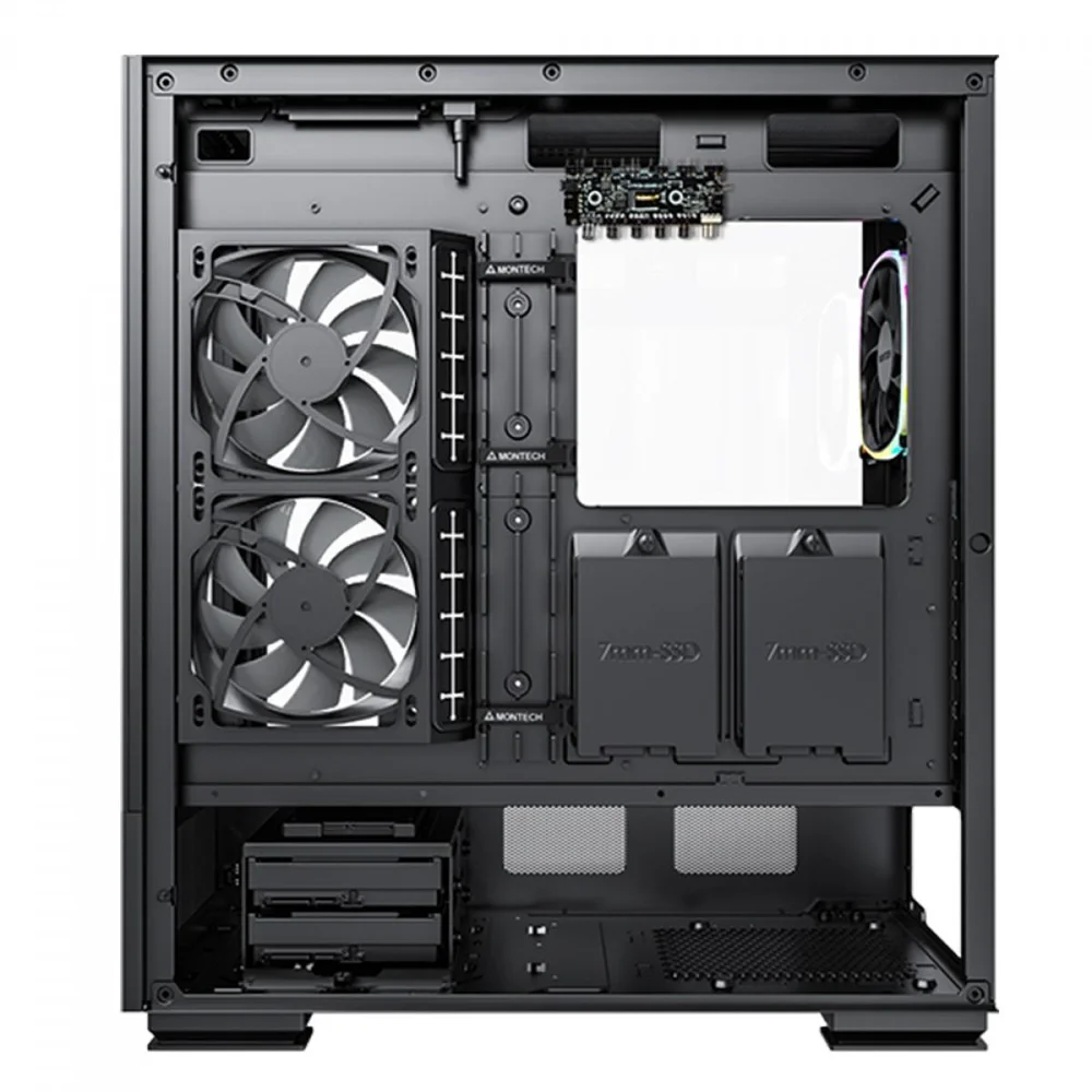 Imagem 2 de 5 do produto Gabinete Gamer Montech Sky Two, ARGB, Mid Tower, Vidro Temperado, Atx, Black, Sem Fonte, Com 4 Fans