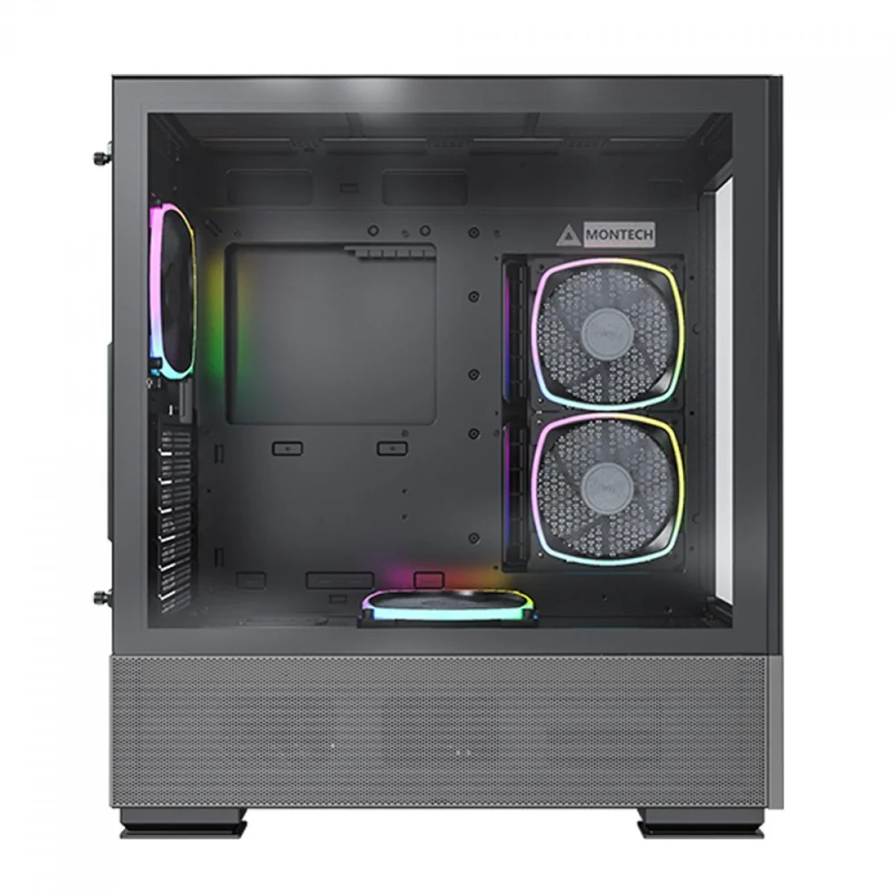 Imagem 4 de 5 do produto Gabinete Gamer Montech Sky Two, ARGB, Mid Tower, Vidro Temperado, Atx, Black, Sem Fonte, Com 4 Fans