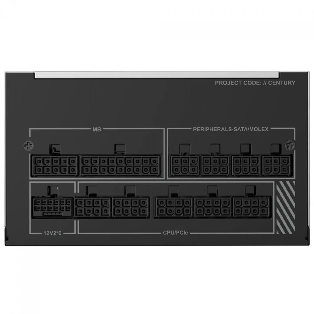 Imagem 2 de 5 do produto Fonte Montech Century Ii 1050w, 80 Plus Gold, Cybenetics Platinum, PCie 5.1, Pfc Ativo, Full Modular, Cinza