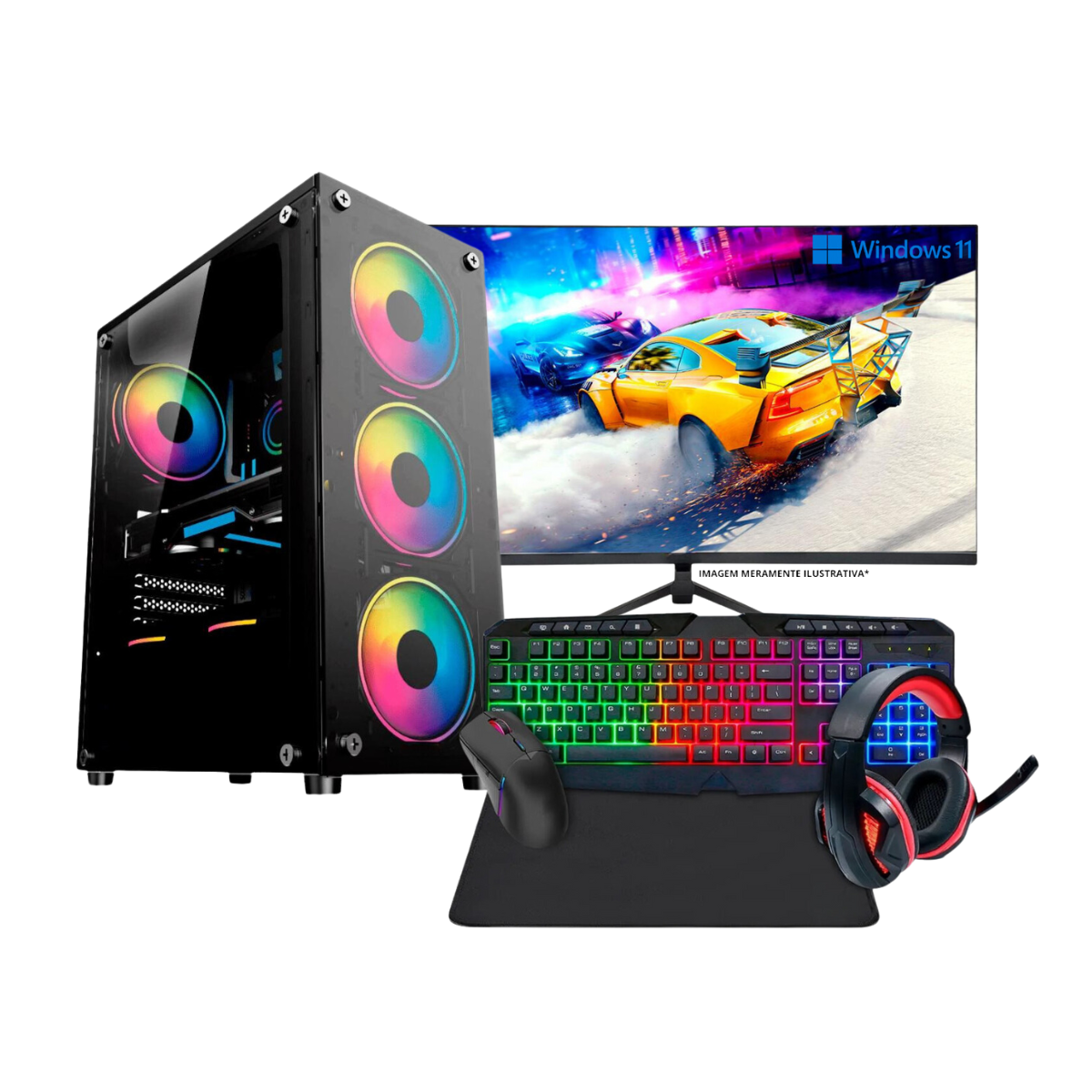 PC Gamer Completo Intel Core i3 16gb SSD 512gb Geforce Gt 4gb Monitor 19 Kit Gamer