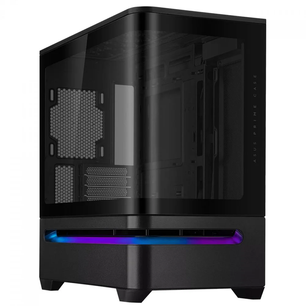Gabinete Asus Prime Ap202, ARGB, Mid Tower, Vidro Temperado, Matx, Sem Fonte, Sem Fan, Preto, 90dc00p0-b00000