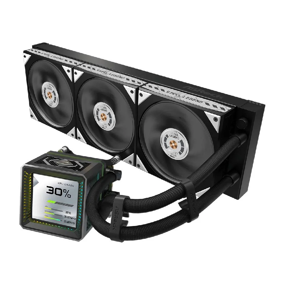 Imagem 3 de 5 do produto Water Cooler Asrock Steel Legend Dark 360 Lcd Amd/intel - 90-asla36-baaga5