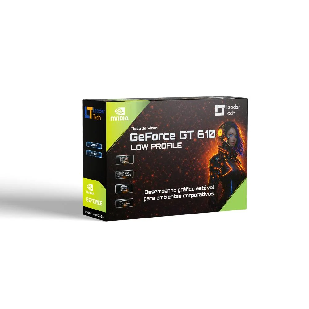 Imagem 2 de 3 do produto Placa De Vídeo Leadertech Geforce Gt 610 Low Profile 2gb Ddr3 64 Bits - Pv-lt-gt610lp-2g-d3