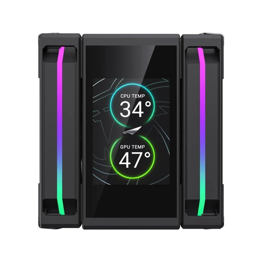 Imagem 4 de 5 do produto Air Cooler Para Processador Gamemax Sigma 620 Bk, ARGB, 2x 120mm, Com Display Lcd, Intel-amd, Preto