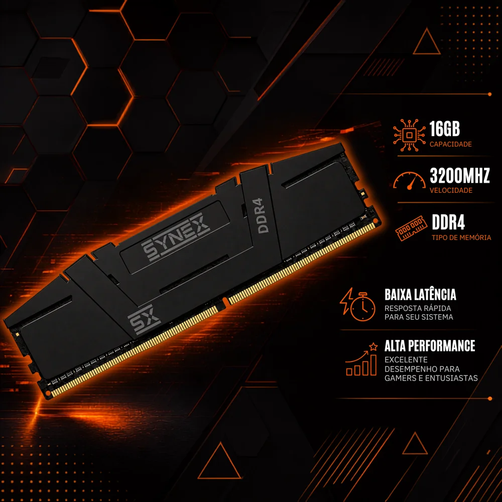 Imagem 2 de 5 do produto Memória Ddr4 Synex, 16gb, 3200mhz, Preto