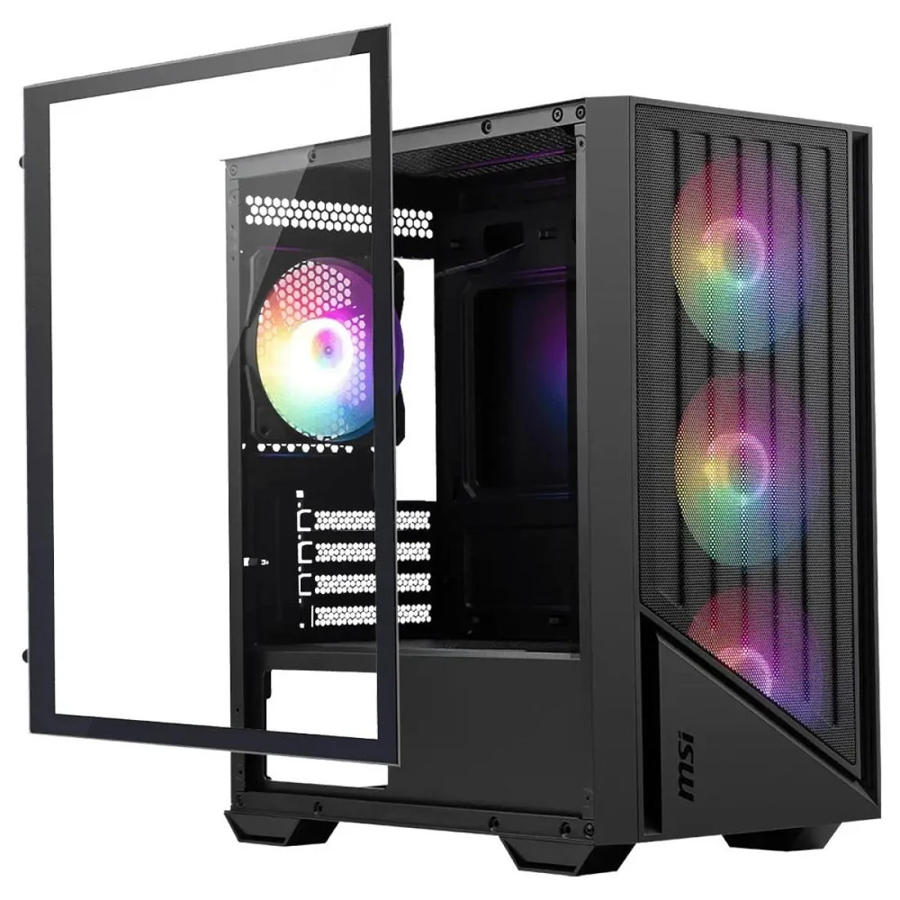 Imagem 3 de 5 do produto Gabinete Gamer Msi Pro Force M051a, Mini Tower, Vidro Temperado, M-atx, Com 4 Fans RGB, Preto, 306-7g12n03-hh9