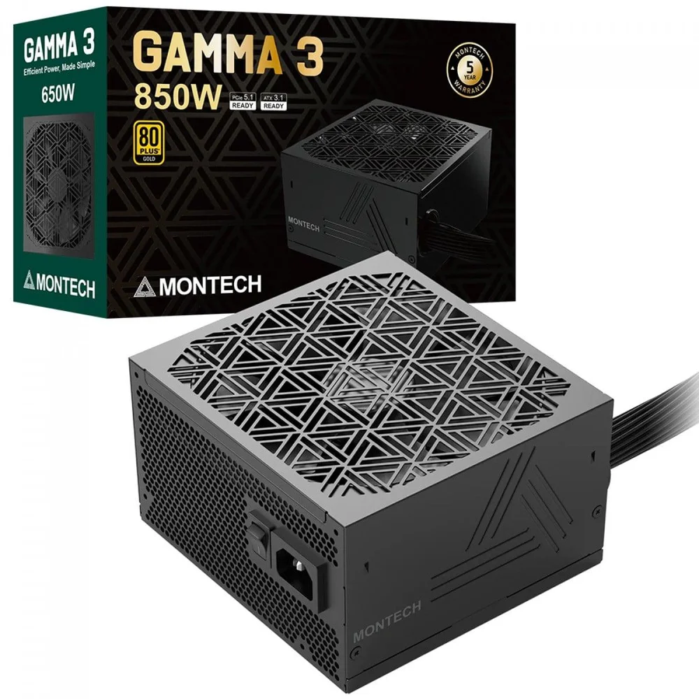 Fonte Montech Gamma Iii 850w, 80 Plus Gold, Pfc Ativo, Preto Fonte Montech Gamma Iii 850w, 80 Plus Gold, Pfc Ativo, Preto